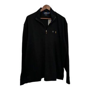 Polo Ralph Lauren Pullover Sweater 1/4 Zip Mock Neck Size XL Black Estate Rib